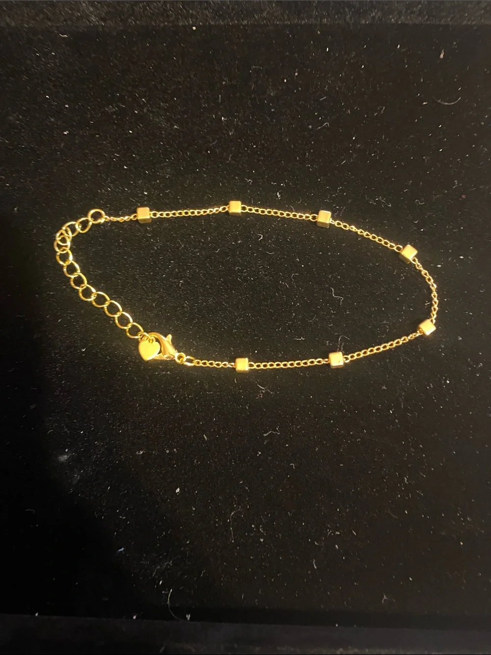 Gold Cube Station Chain Bracelet - Elegant Women’s Jewelry